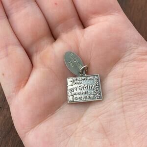 Vintage Bell Trading Post 925 Sterling "Yellowstone" State Map Pendant Charm